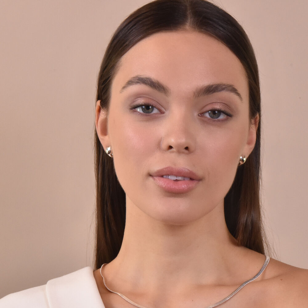 Culturesse Lueur Dual Heart Silver Huggie Earrings