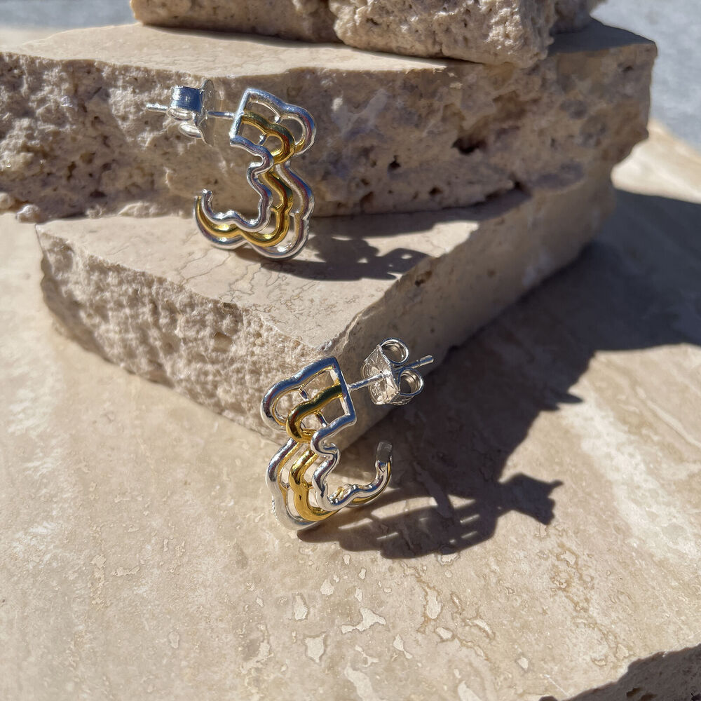 Culturesse Noemie Dual Tone Bear Outlined Earrings