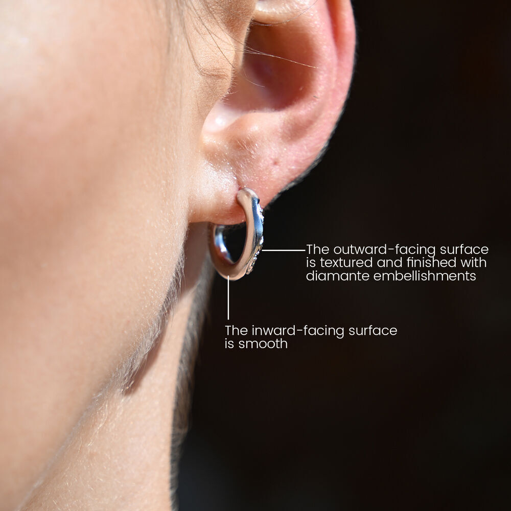 Culturesse Briar Sculptural Sparkle Hoop Earrings (Silver)