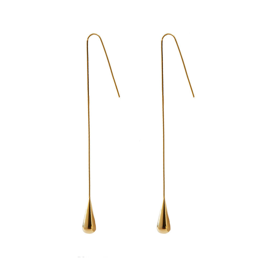 Culturesse Esme Dor Simpliciy Long Drop Earrings