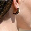 Culturesse Lafayette Enamel Croissant C Hoop Earrings (Coffee)
