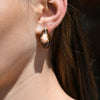 Culturesse Lafayette Enamel Croissant C Hoop Earrings (Coffee)