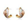 Culturesse Lafayette Enamel Croissant C Hoop Earrings (Cream)