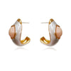 Culturesse Lafayette Enamel Croissant C Hoop Earrings (Cream)