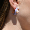 Culturesse Lafayette Enamel Croissant C Hoop Earrings (Taro)