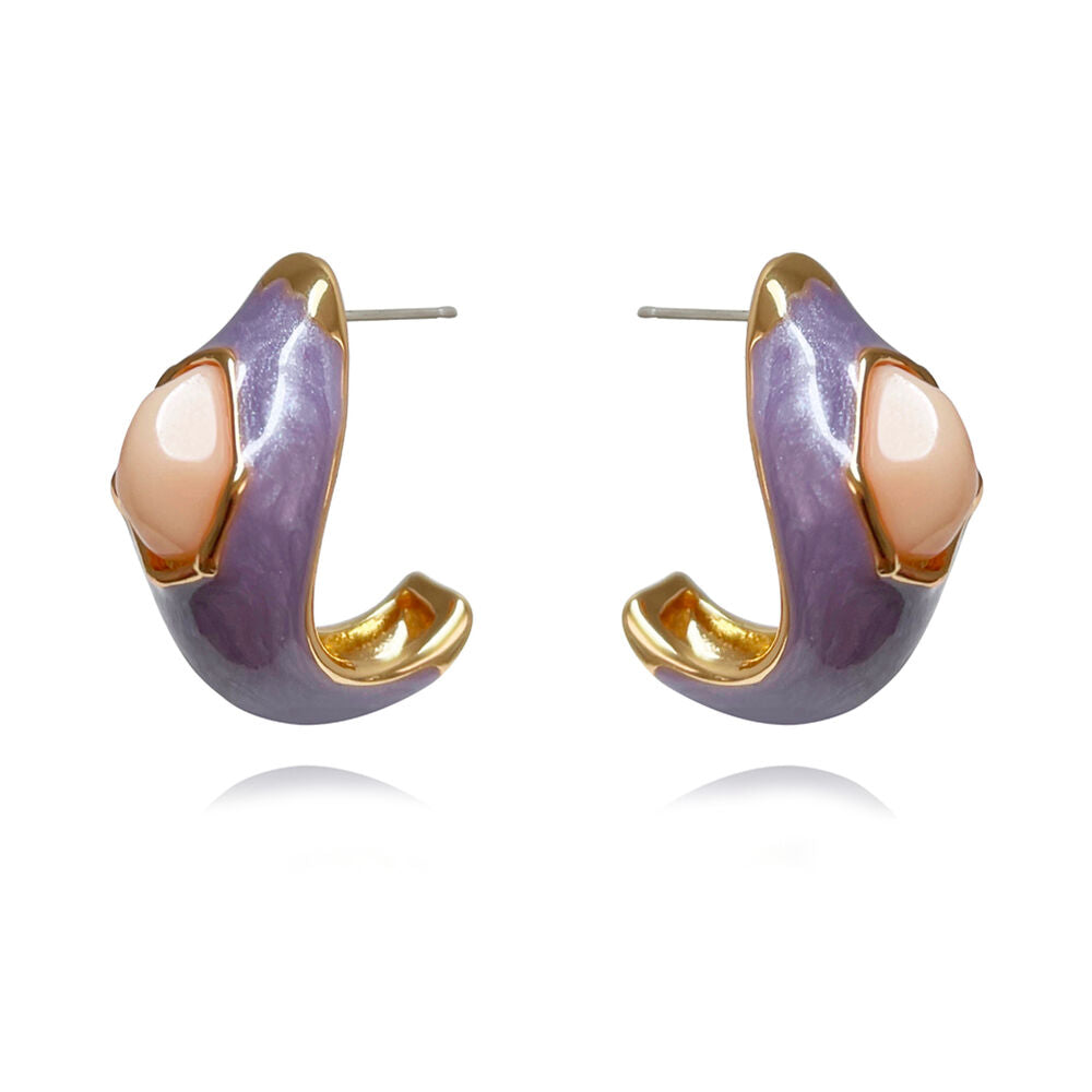 Culturesse Lafayette Enamel Croissant C Hoop Earrings (Taro)
