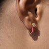 Culturesse Gabriela Diamante Enamel U Huggie Earrings (Fuchsia)