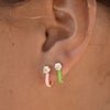 Culturesse Gabriela Diamante Enamel U Huggie Earrings (Green)