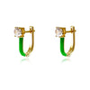 Culturesse Gabriela Diamante Enamel U Huggie Earrings (Green)