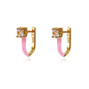 Culturesse Gabriela Diamante Enamel U Huggie Earrings (Pink)