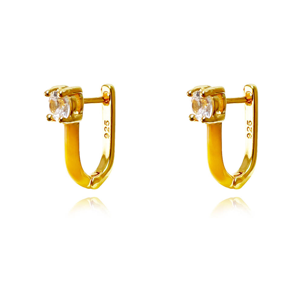 Culturesse Gabriela Diamante Enamel U Huggie Earrings (Yellow)