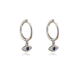 Culturesse Katia Dainty Evil Eye Drop Earrings (Silver)