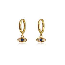 Culturesse Katia Dainty Evil Eye Drop Earrings (Gold)