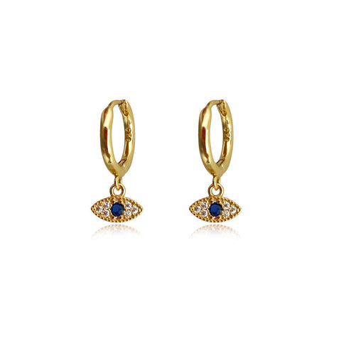 Culturesse Katia Dainty Evil Eye Drop Earrings (Gold)