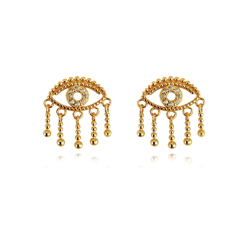 Culturesse Harmonie Splendid Evil Eye Earrings (Gold Vermeil)