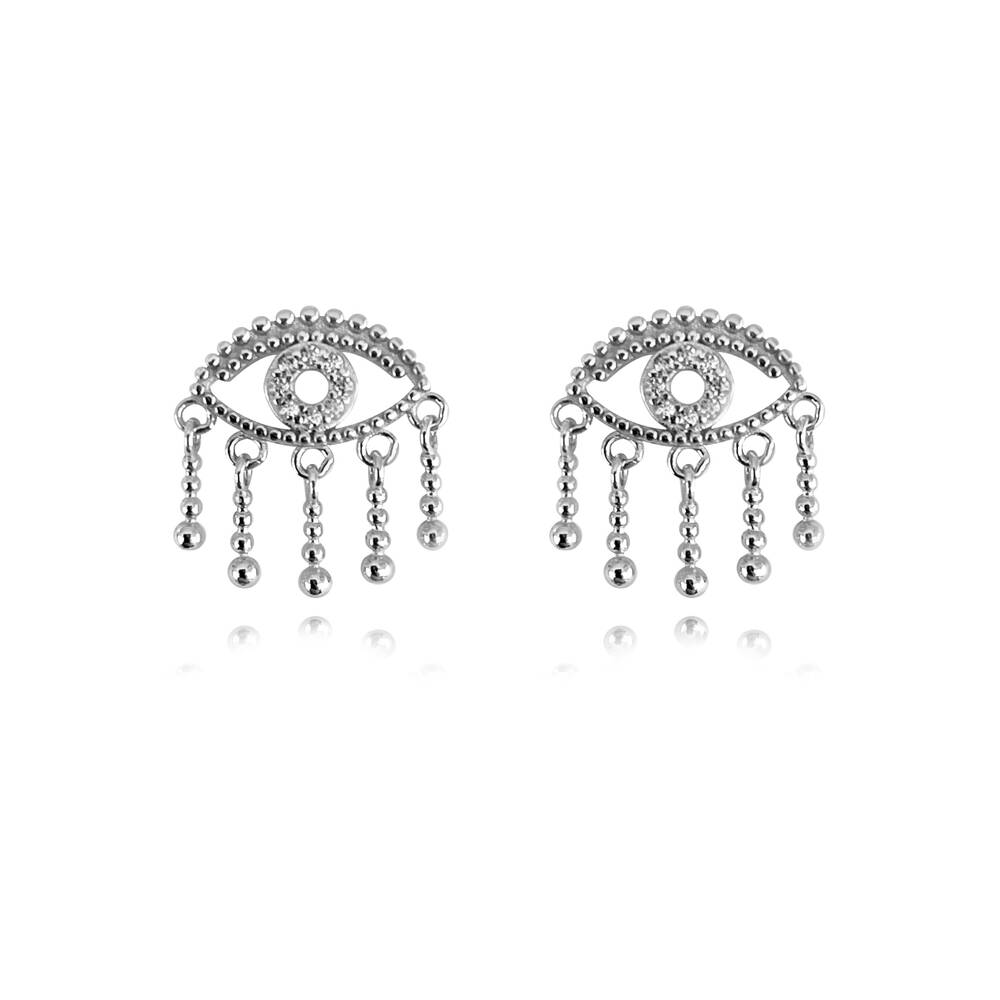 Culturesse Harmonie Splendid Evil Eye Earrings (Silver)