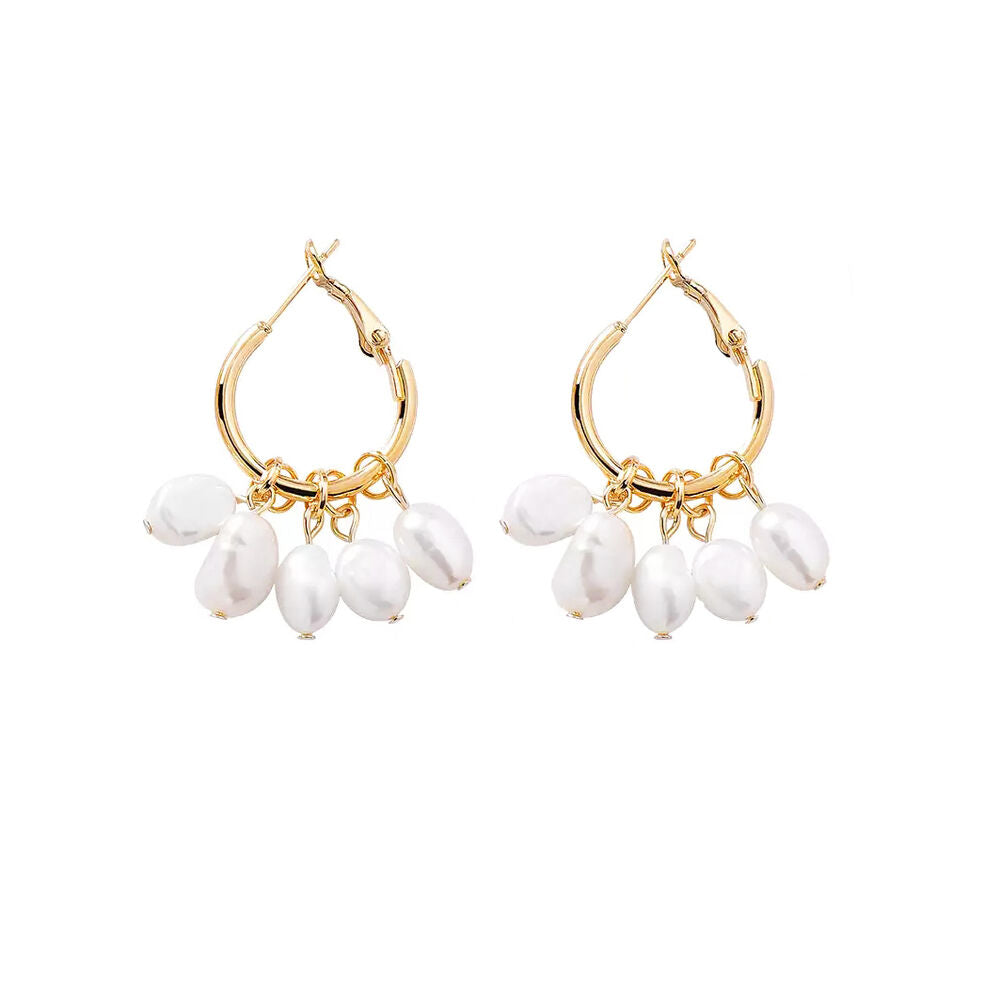 Culturesse Esmee Freshwater Pearl Hoop Earrings