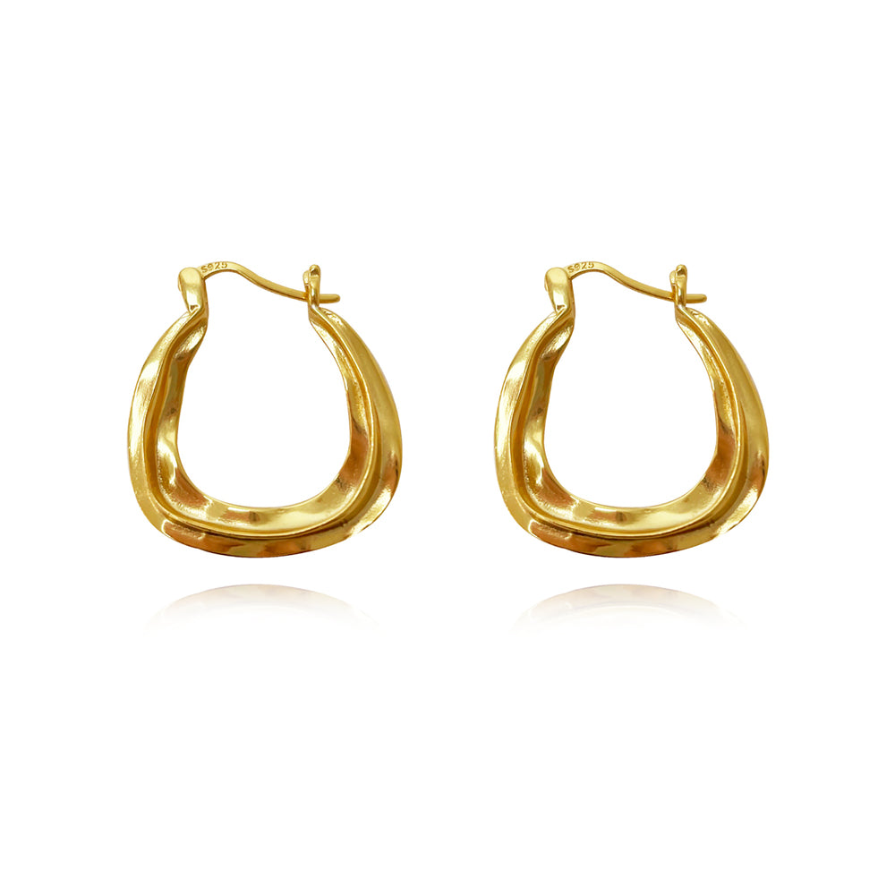 Culturesse Giverny Artisan Fluid Huggie Earrings (Gold)