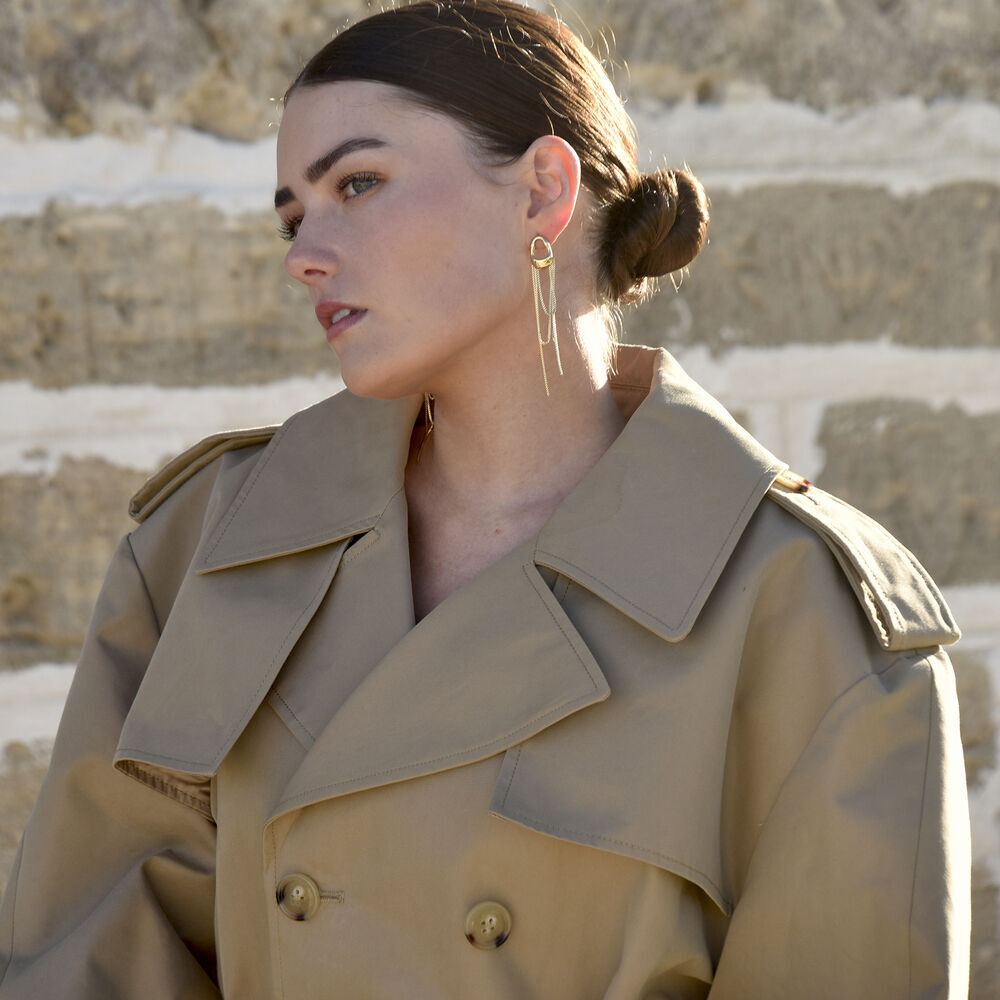 Culturesse Stellar Drape Diamante Tassel Earrings (Gold)