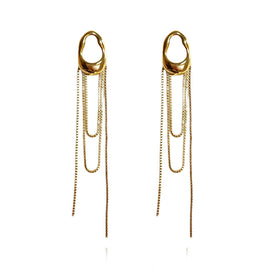 Culturesse Stellar Drape Diamante Tassel Earrings (Gold)