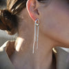 Culturesse Stellar Drape Diamante Tassel Earrings (Silver)