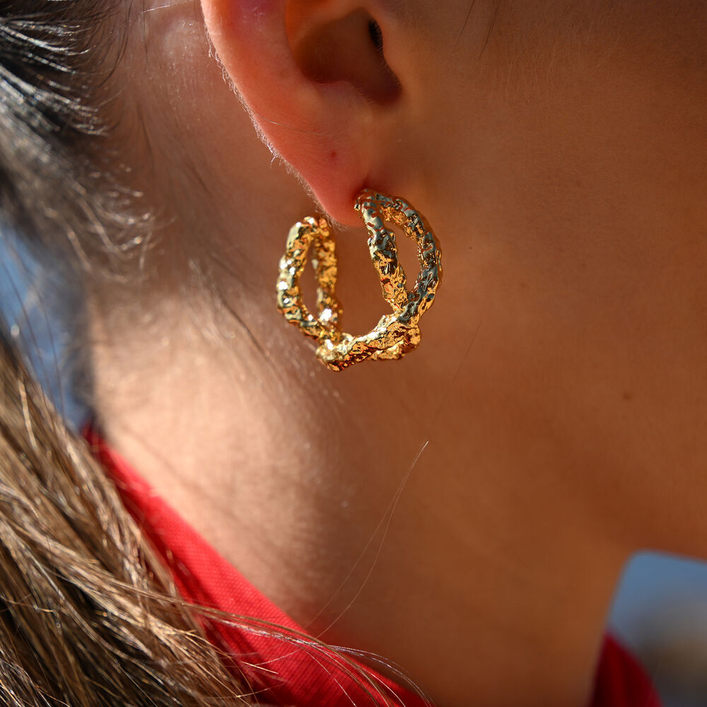 Culturesse Dejouer 24K Twisted Twin Hoop Earrings