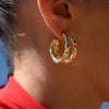 Culturesse Dejouer 24K Sculptured Twin Hoop Earrings