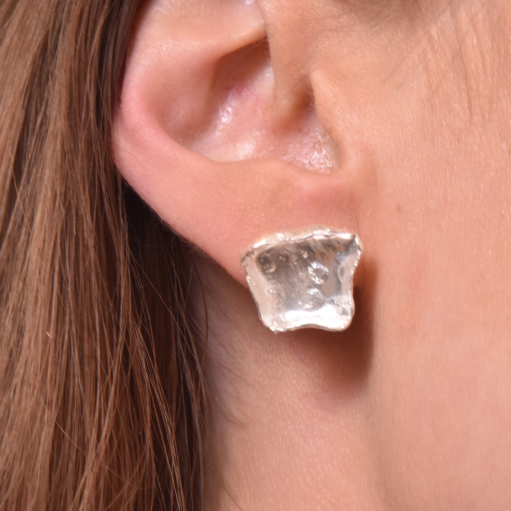 Culturesse Frost Sculpture Silver Textured Earrings