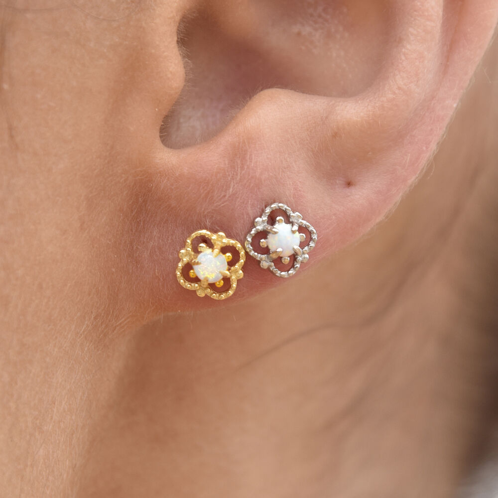 Culturesse Aeliana Dainty Opal Stud Earrings (Gold)