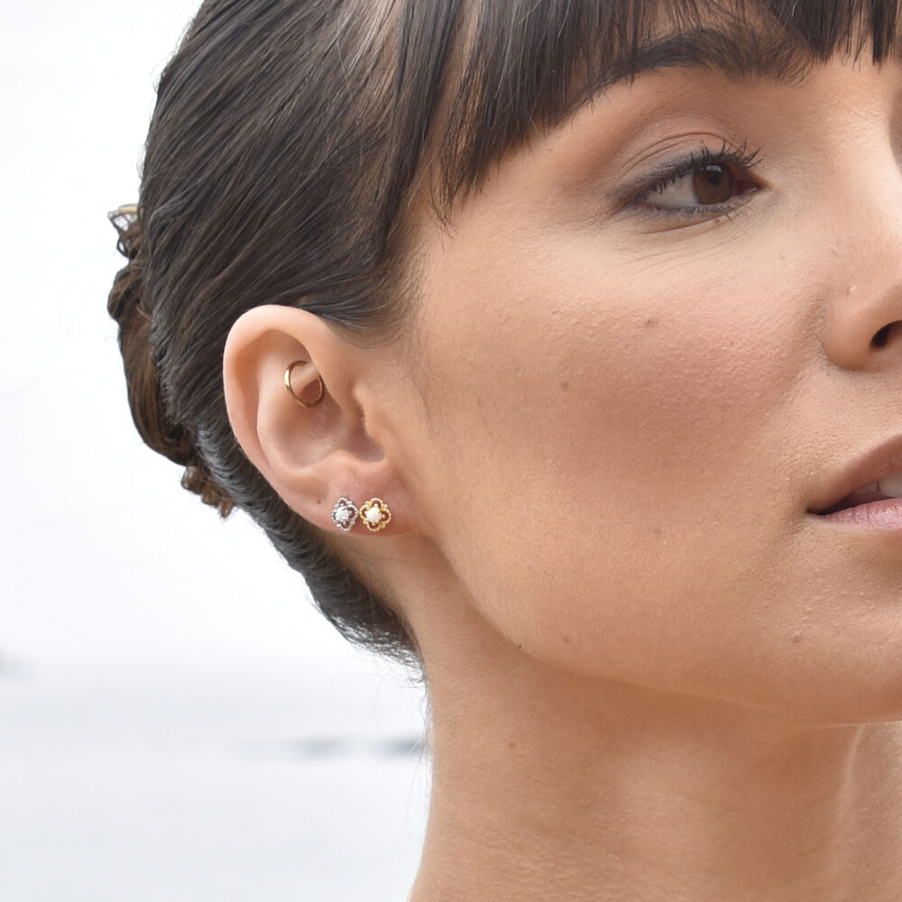 Culturesse Aeliana Dainty Opal Stud Earrings (Gold)