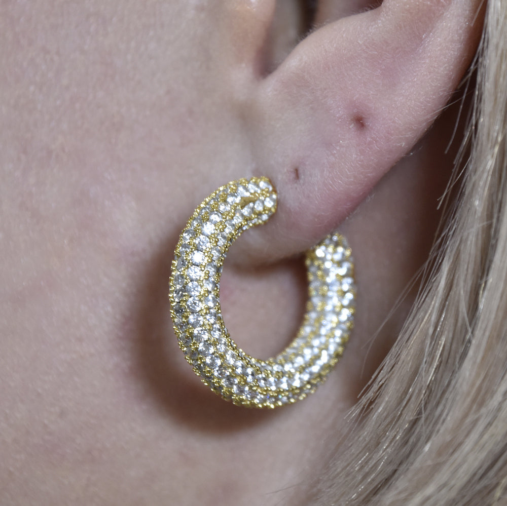 Culturesse Elior Diamnate-embellished Hoop Earrings (Gold)