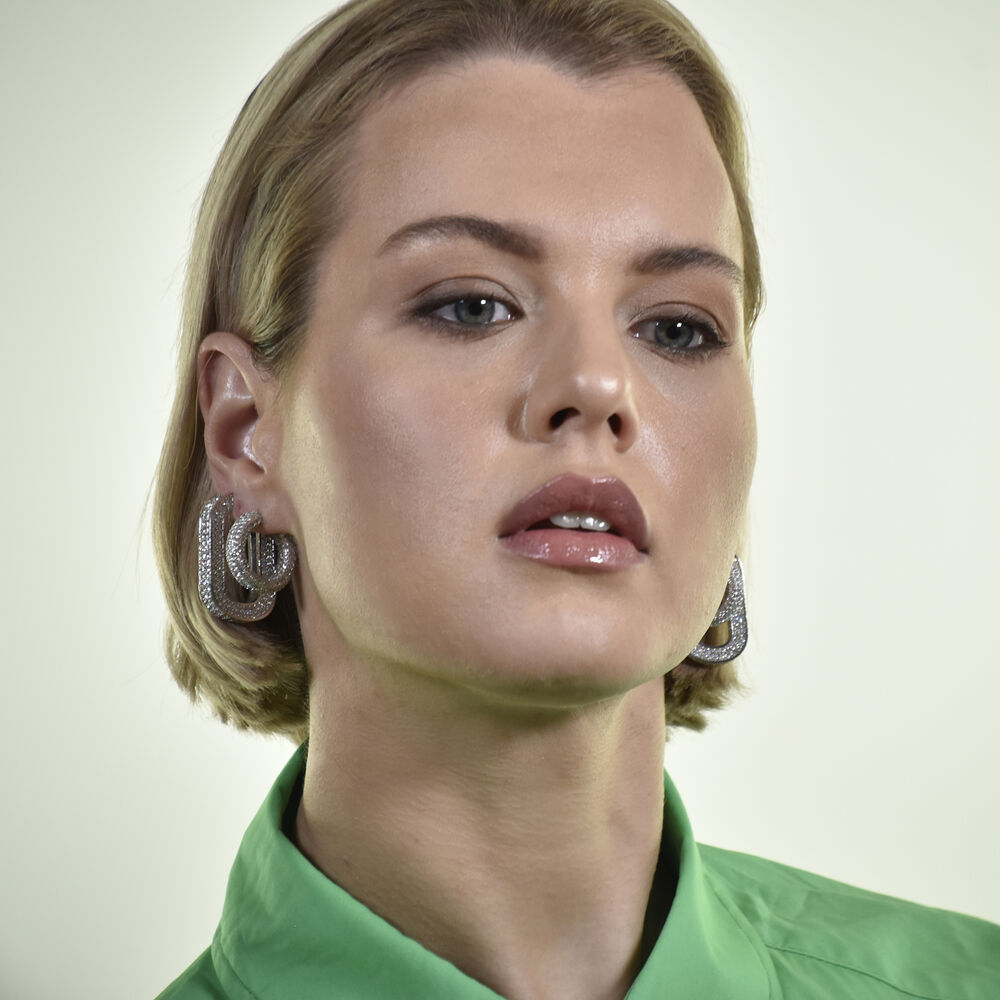 Culturesse Elior Diamnate-embellished Hoop Earrings (Silver)