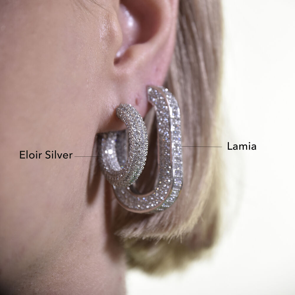 Culturesse Elior Diamnate-embellished Hoop Earrings (Silver)