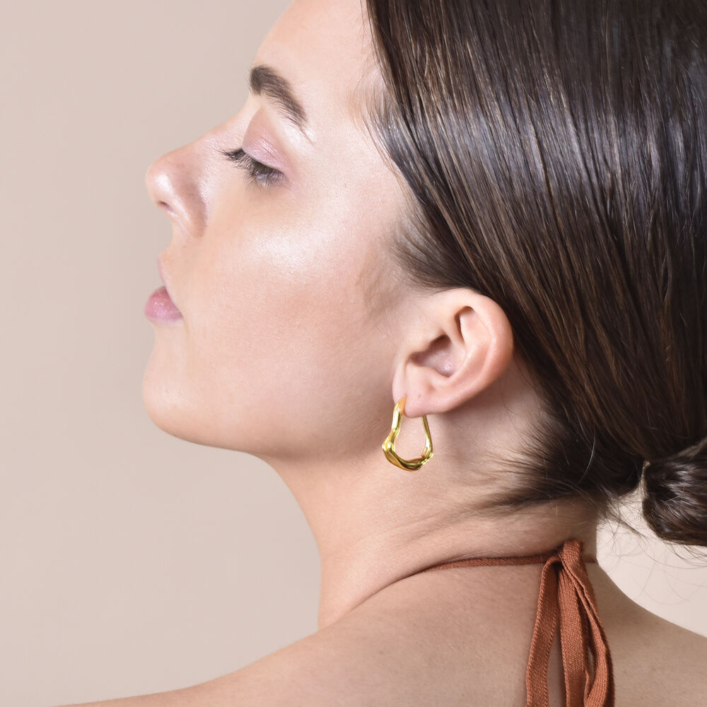 Culturesse Nomad Fluid Sculpture Hoop Earrings (Gold Vermeil)