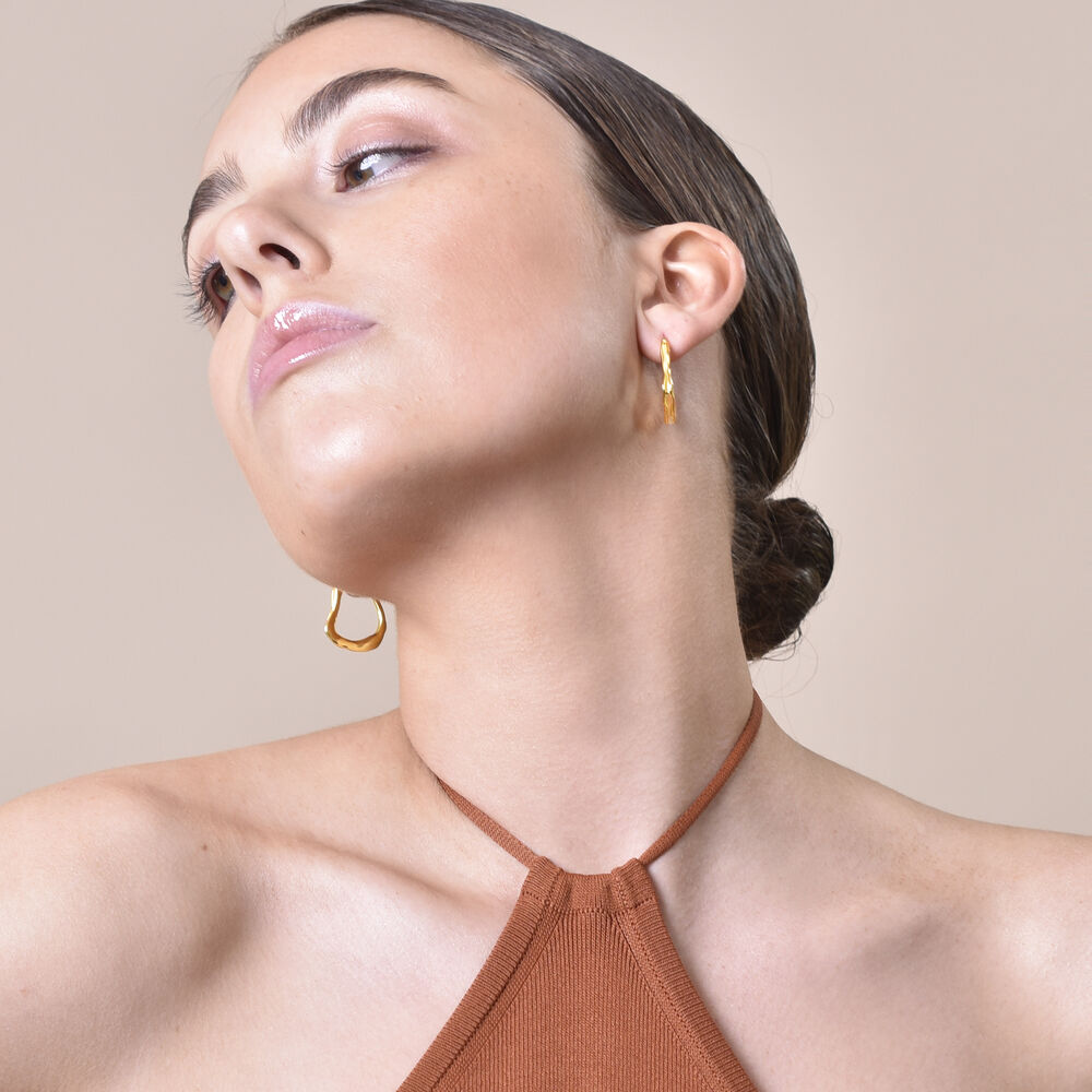 Culturesse Nomad Fluid Sculpture Hoop Earrings (Gold Vermeil)