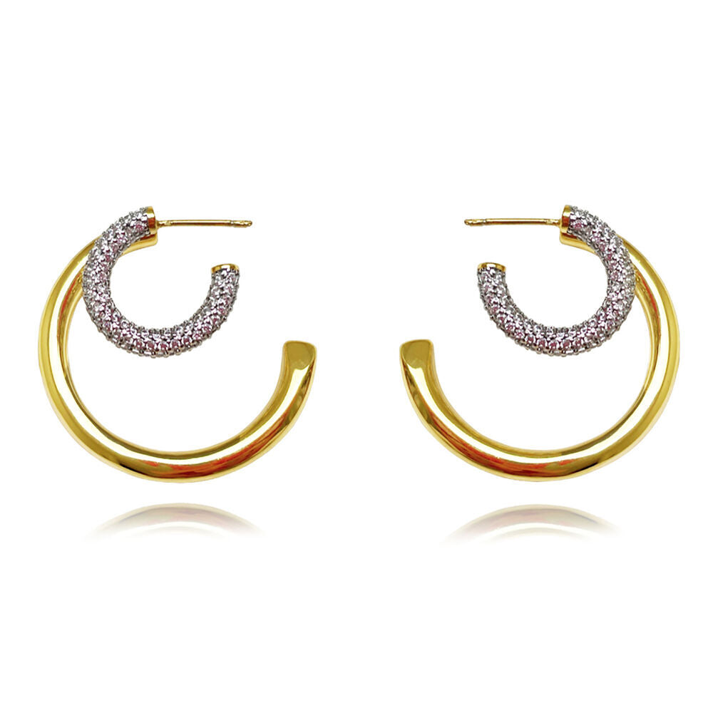Culturesse Massimo Diamante Dual Tone Hoop Earrings