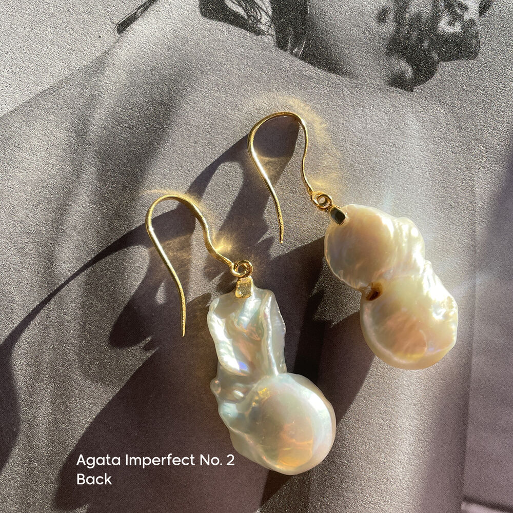 Culturesse Agata 24K Baroque Pearl Drop Earrings (Imperfect No. 2)