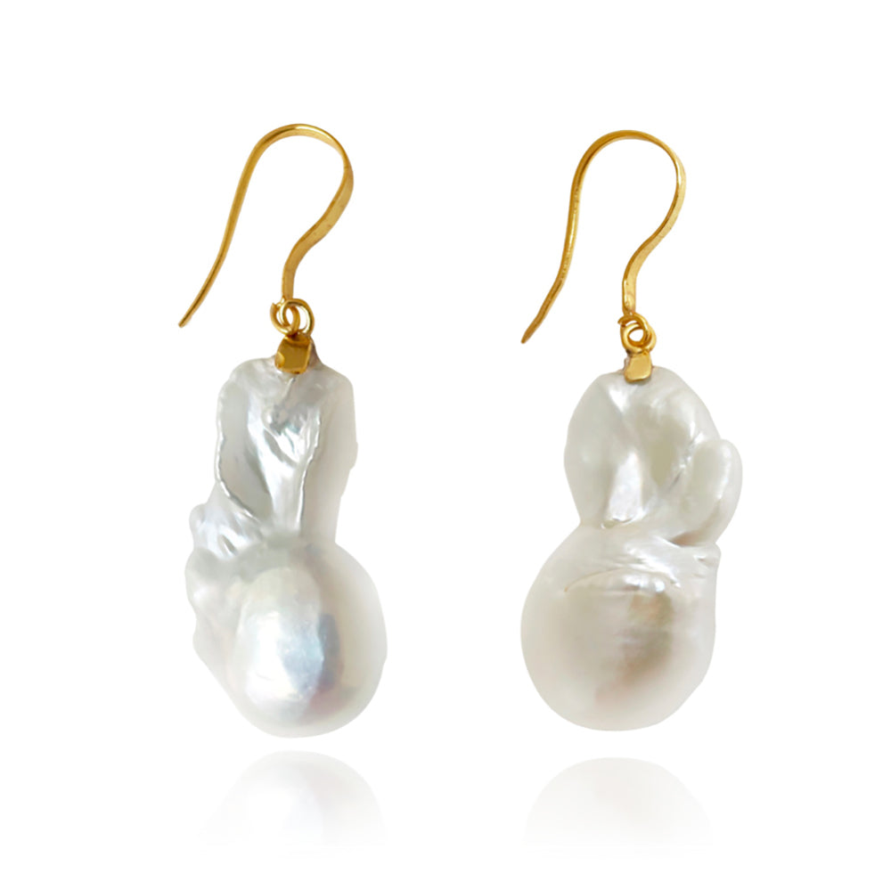 Culturesse Agata 24K Baroque Pearl Drop Earrings (Imperfect No. 2)