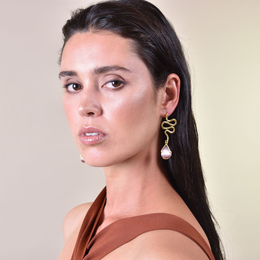 Culturesse La Deesse Artisan Cats Eye Stone Drop Earrings