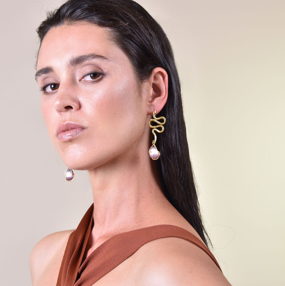 Culturesse La Deesse Artisan Cats Eye Stone Drop Earrings