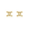 Culturesse Gemini Artisan Zirconia Pave Stud Earrings (Gold)