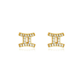 Culturesse Gemini Artisan Zirconia Pave Stud Earrings (Gold)