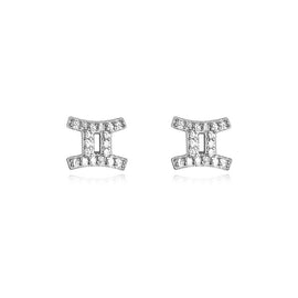 Culturesse Gemini Artisan Zirconia Pave Stud Earrings (Silver)