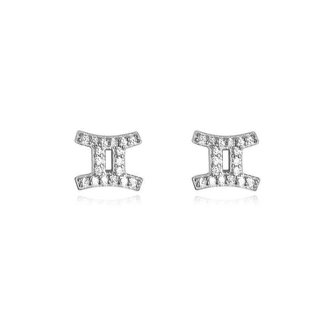 Culturesse Gemini Artisan Zirconia Pave Stud Earrings (Silver)