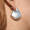 Culturesse Orsa Chunky Geometric Drop Earrings (Silver)