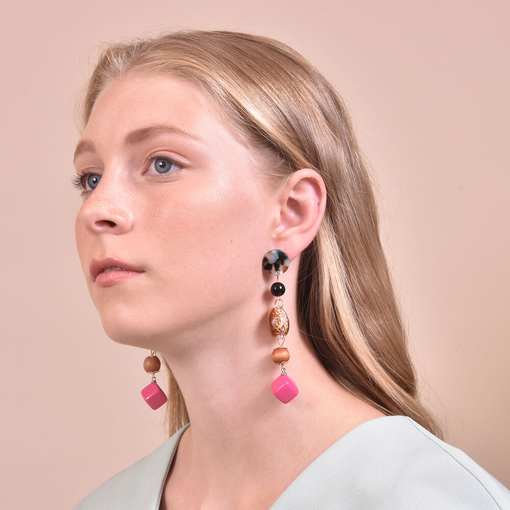 Culturesse Allyriane Fuchsia Drops Statement Earrings