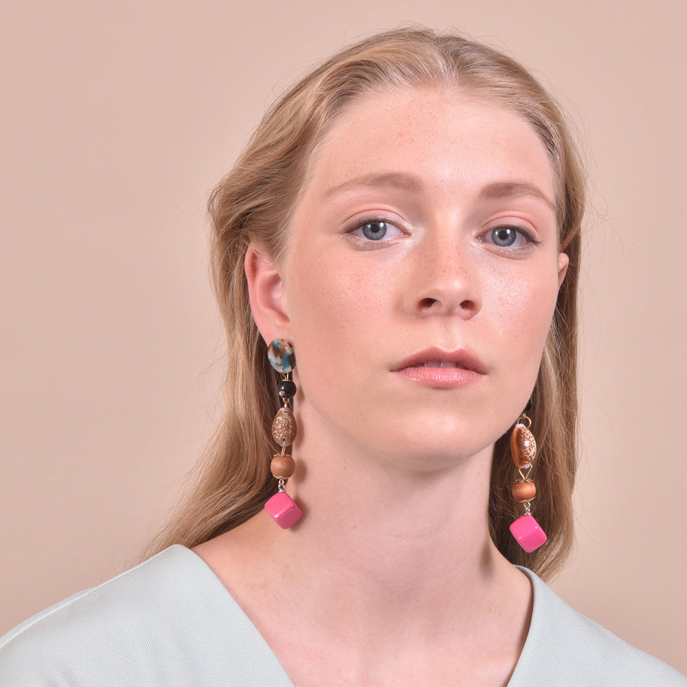 Culturesse Allyriane Fuchsia Drops Statement Earrings