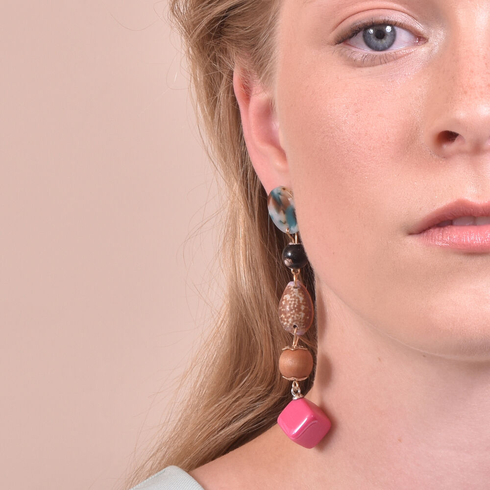 Culturesse Allyriane Fuchsia Drops Statement Earrings