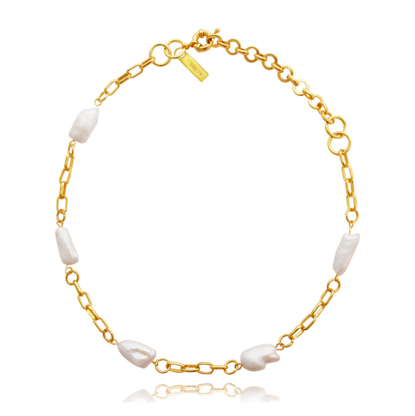 Culturesse Samone Modern Muse Pearl Chain Necklace / Choker