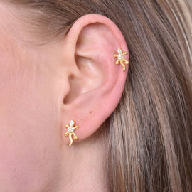 Culturesse Gwynn Gold Filled Gecko Screw Back Earrings